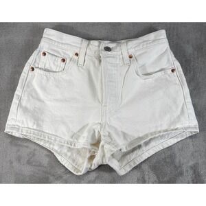 Levi's 501 Big E Original Shorts Women W25 26x2.5 White High Rise Button Fly